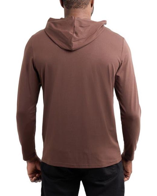 Xray Jeans Brown Long Sleeve Hooded T-Shirt for men