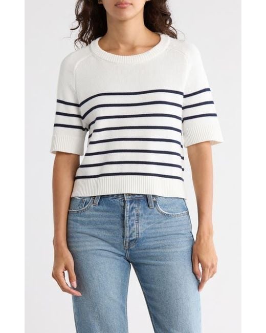 Vigoss Blue Nautical Stripe Short Sleeve Sweater