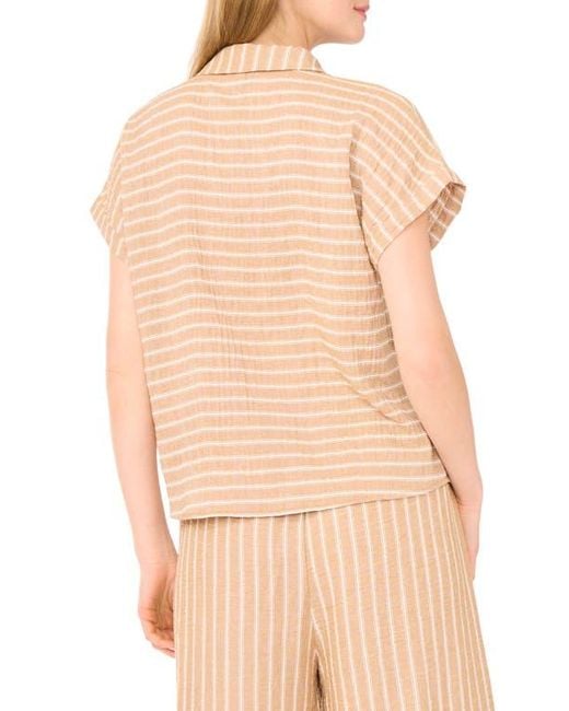 Halogen® Natural Printed Button-Up Top