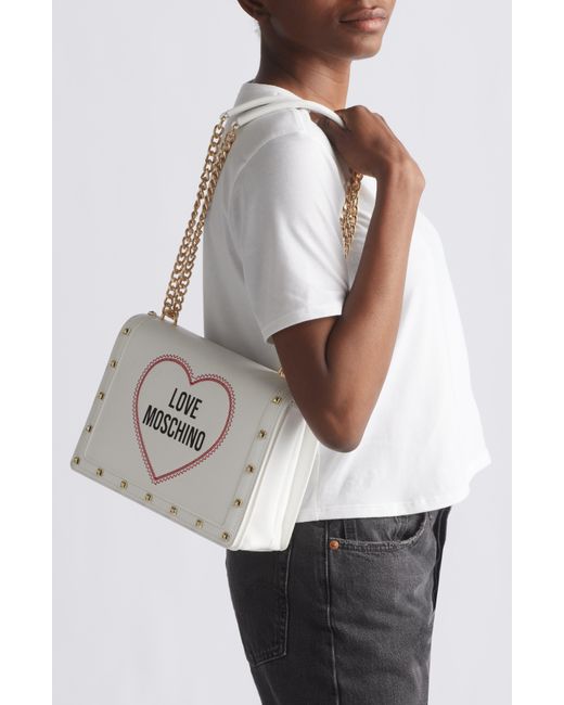 Love Moschino White Borsa Faux Leather Crossbody Bag
