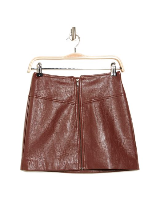 Astr Brown Tracy High Waist Faux Leather Miniskirt