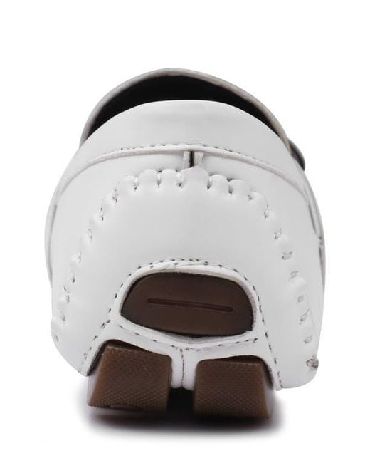 Aston Marc White Charter Side Buckle Driving Loafers for men