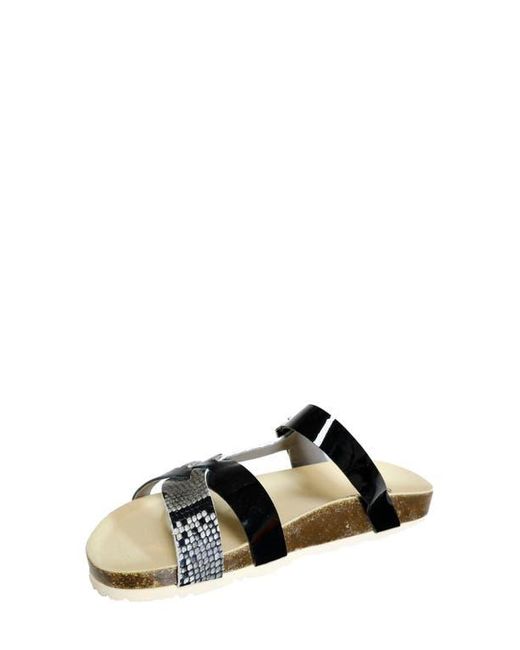 David Tate Black Warm Strappy Slide Sandal
