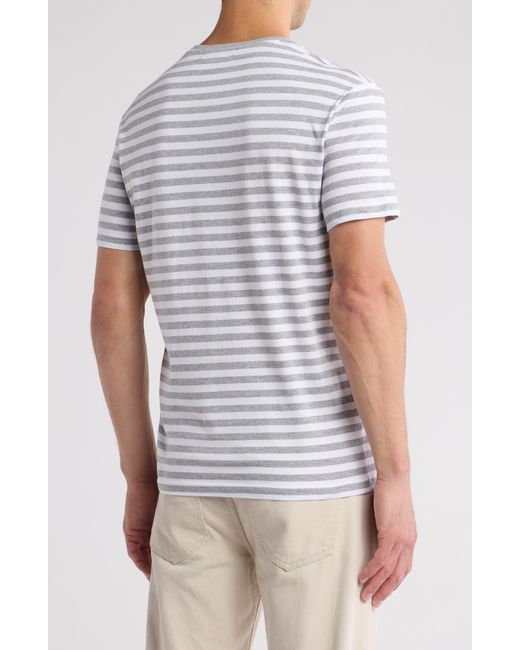 Slate & Stone White Stripe Cotton Pocket T-shirt for men