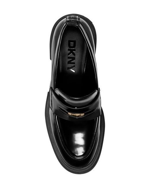 DKNY Black Tovella Penny Loafer Platform Pump