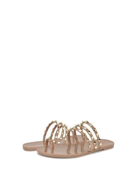 Nine West Natural Centy Studded Toe Loop Sandal