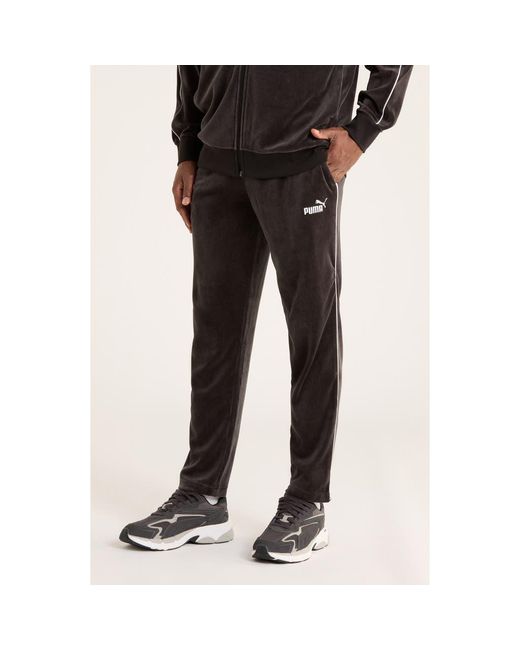 PUMA Black Essentials Elevated Velour Track Pants for men