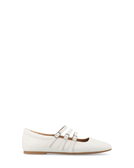 Journee Collection White Darlin Multi Strap Mary Jane Flat