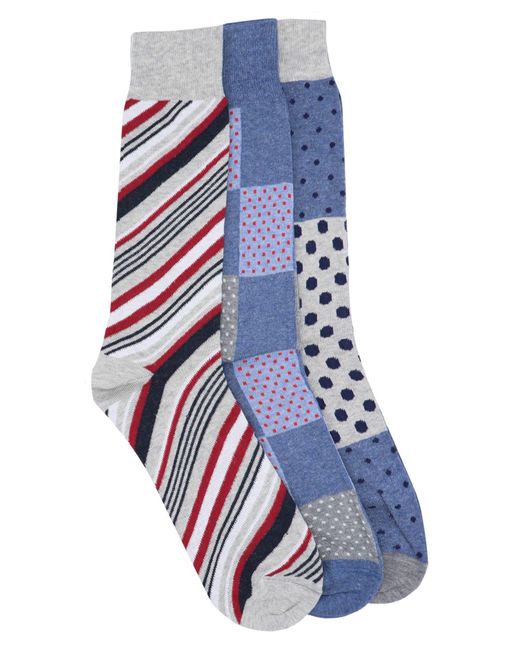 Lorenzo Uomo Blue Assorted 3-pack Crew Socks for men