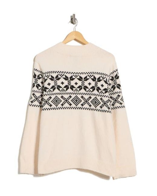 Sanctuary Natural Fair Isle Half Zip Sweater