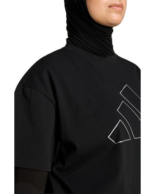 Adidas Black Power Essentials Workout Oversize Logo T-Shirt