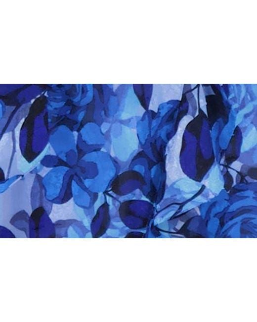 Kensie Blue Floral Burnout Long Sleeve Midi Dress