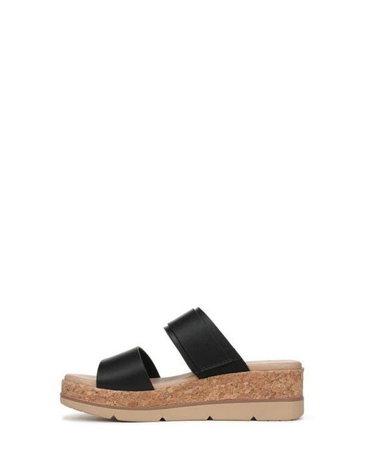 Dr. Scholls Black Once More Platform Wedge Slide Sandal
