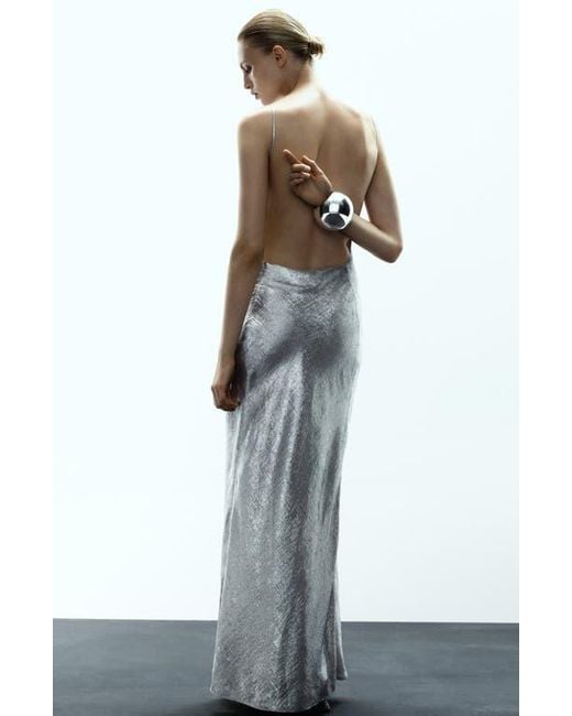 mango silver dress Mango MNG Women's Asymmetrical Satin-finish Dress w/ Asymmetrical Hem Silver Siz
