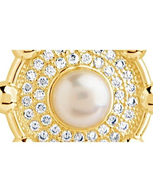 Sterling Forever Metallic Etta Cubic Zirconia & Faux Pearl Pendant Necklace
