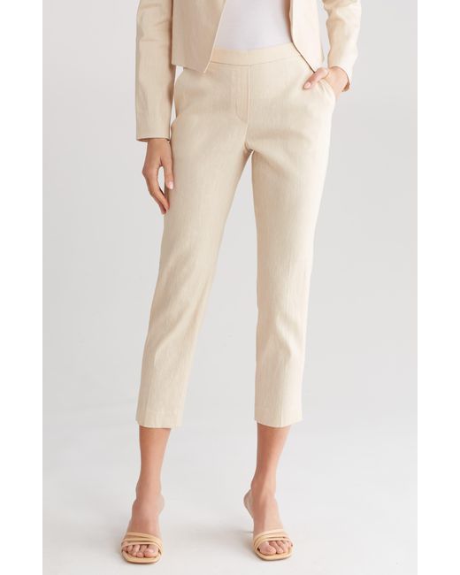 Theory Natural Treeca Linen Blend Crop Pull-on Pants