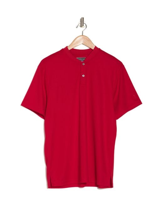 PGA TOUR Red Short Sleeve Henley Shirt for men