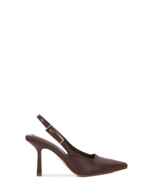 BERNESS Brown Pointed Toe Slingback Pump