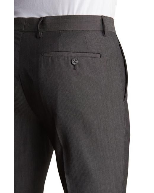 John Varvatos Gray Herringbone Two-Button Notch Lapel Wool Suit for men