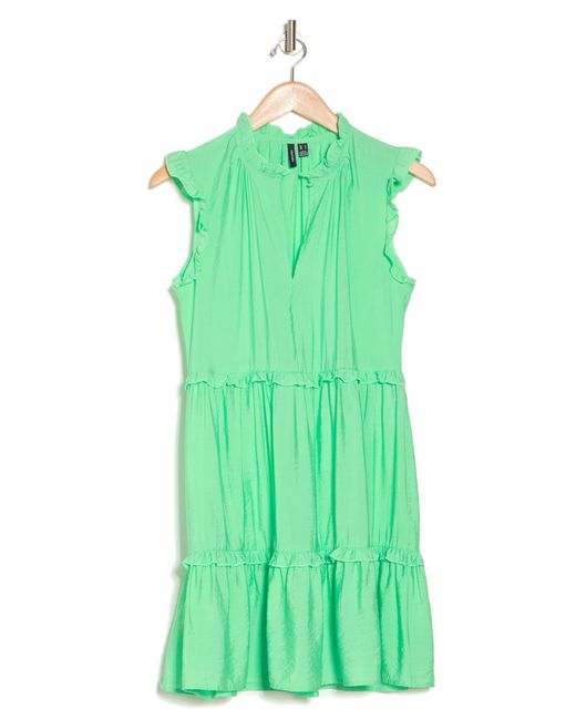 Vero Moda Green Josie Ruffle Trim Sleeveless Dress