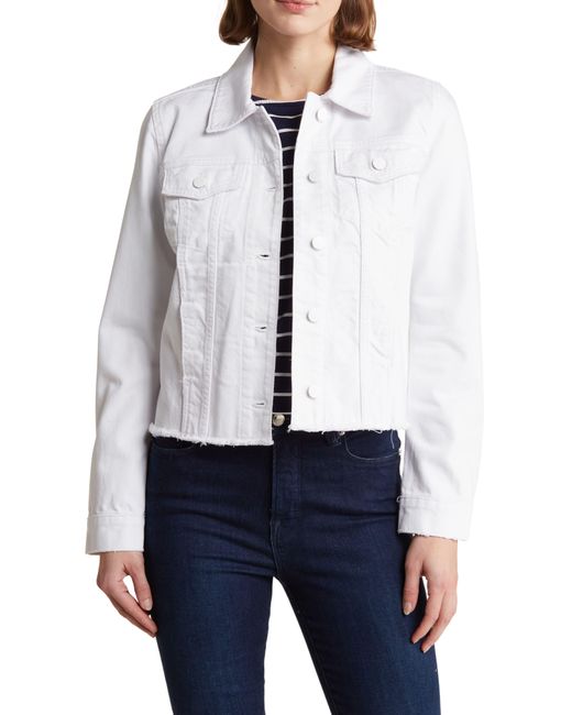 Kut From The Kloth White Julia Crop Denim Jacket