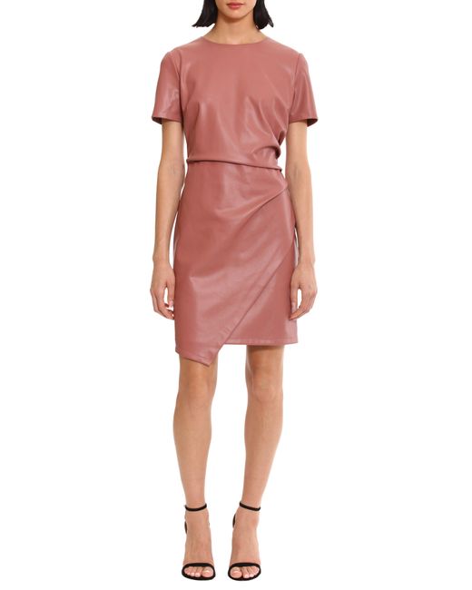 DONNA MORGAN FOR MAGGY Red Ruched Faux Leather Dress