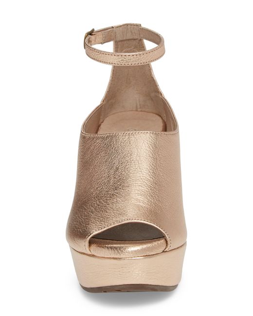 Chocolat Blu Multicolor Walter Ankle Strap Wedge Sandal In Rose Gold Leather At Nordstrom Rack