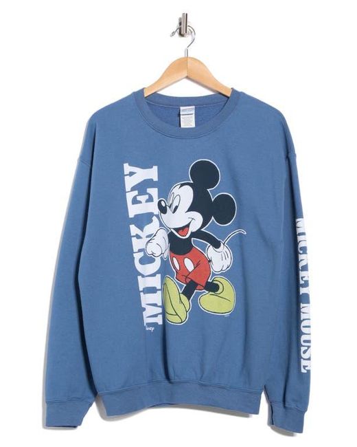 Junk Food Blue Mickey Mouse Crewneck Graphic Sweatshirt for men