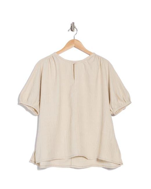 Max Studio Natural Bubble Short Sleeve Top