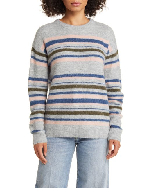 Caslon Gray Caslon(r) Stripe Brushed Pullover Sweater