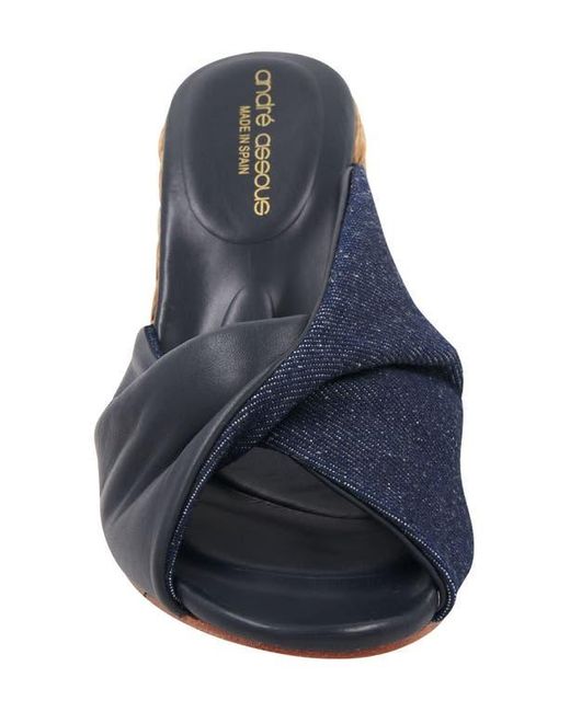 Andre Assous Blue Merida Wedge Sandal