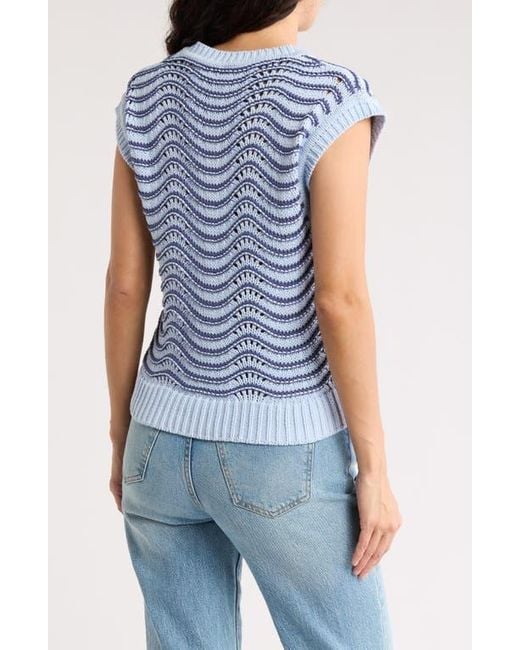 Melrose and Market Blue Split Neck Sleeveless Sweater