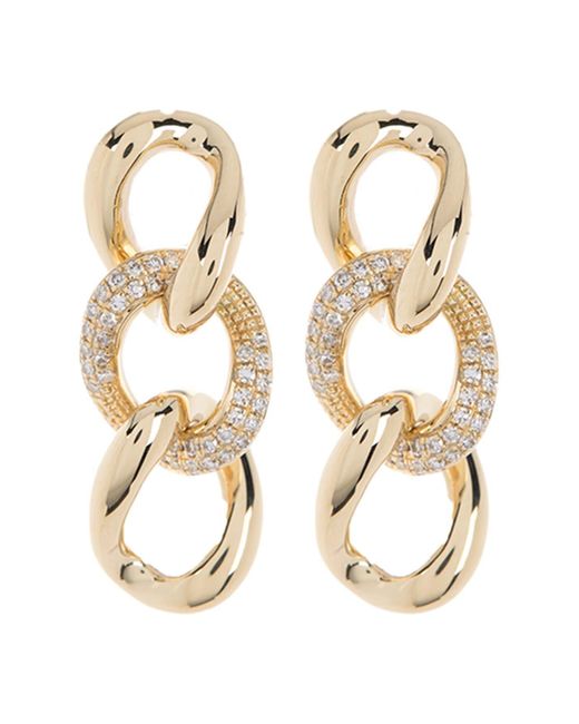 Ron Hami Metallic 14k Yellow Gold Diamond Chain Drop Earrings