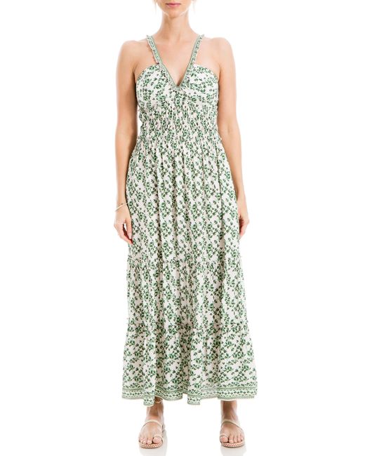 Max Studio Green Print Sleeveless Maxi Dress
