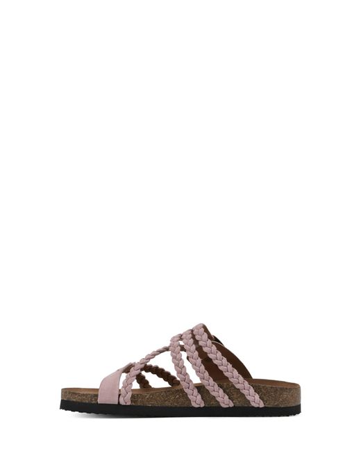 White Mountain Brown Hayleigh Braided Leather Footbed Sandal