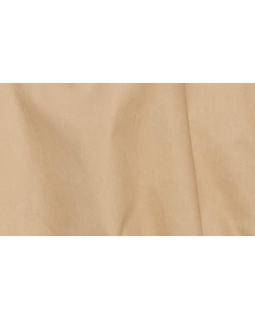 GOOD AMERICAN Natural Long Sleeve Coated Poplin Crop Button-Up Shirt