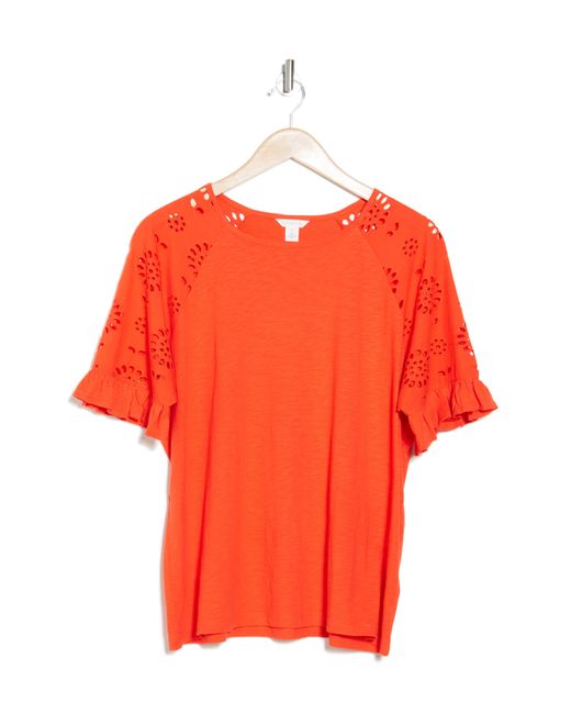 Caslon Red Eyelet Sleeve Top