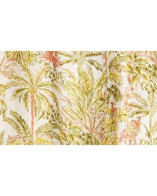 Maggy London Yellow Palm Print Empire Waist Fit & Flare Midi Dress