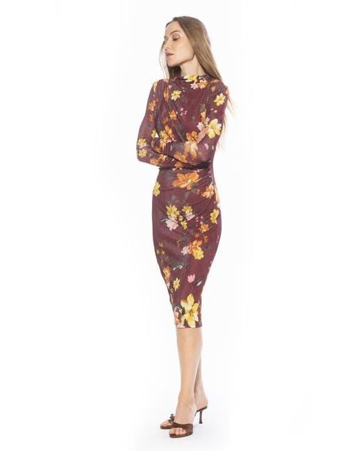 Alexia Admor Red Kim Bodycon Long Sleeve Midi Dress