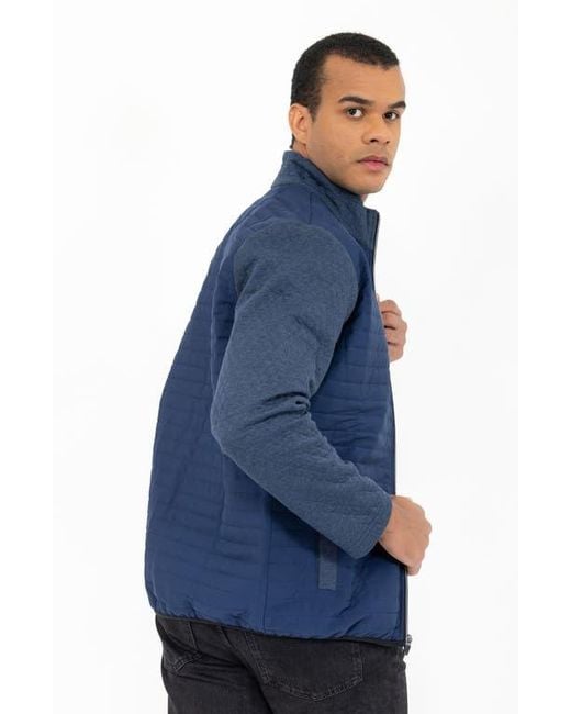 PINOPORTE Blue Mix Quilt Zip Jacket for men