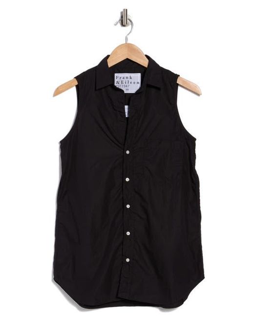 Frank & Eileen Black Cotton Button-Up Top