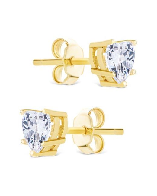 Sterling Forever Metallic Cubic Zirconia Heart Stud Earrings