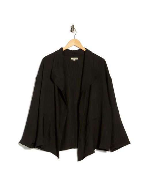 Max Studio Black Textured Open Front Jacket
