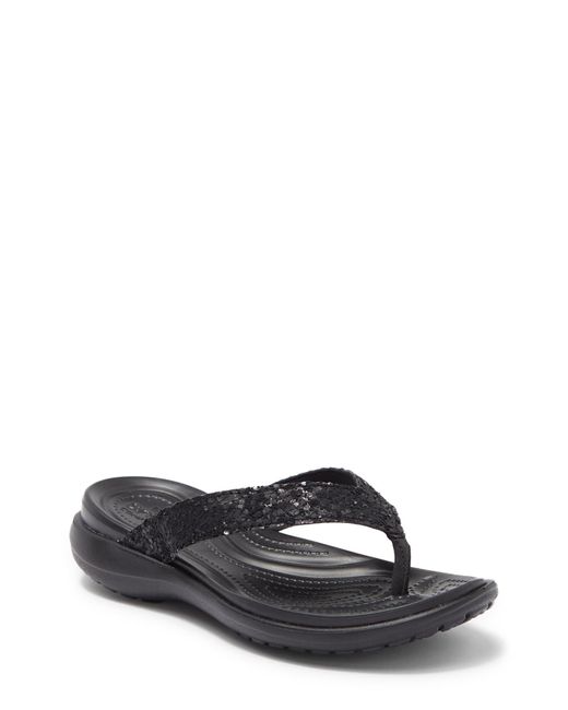 Crocs Tm Capri V Glitter Flip Flop In Black At Nordstrom Rack Lyst