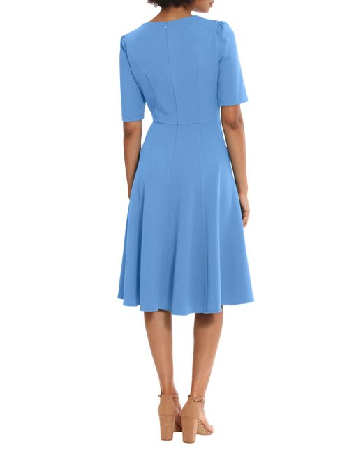 Donna Morgan Blue V-neck Fit & Flare Dress