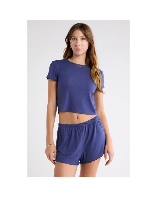 Abound Blue Ribbed Shortie Pajamas