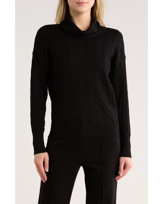 Tahari Black Cable Stitch Turtleneck Sweater