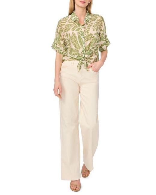 Halogen® Natural Tie Front Sleeve Top