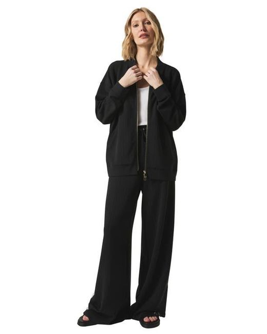 Splendid Black X @Cellajaneblog Rib Scuba Knit Zip-Up Jacket