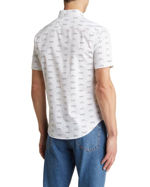 PUBLIC ART White Cool Shades Cotton Short Sleeve Button-up Shirt for men